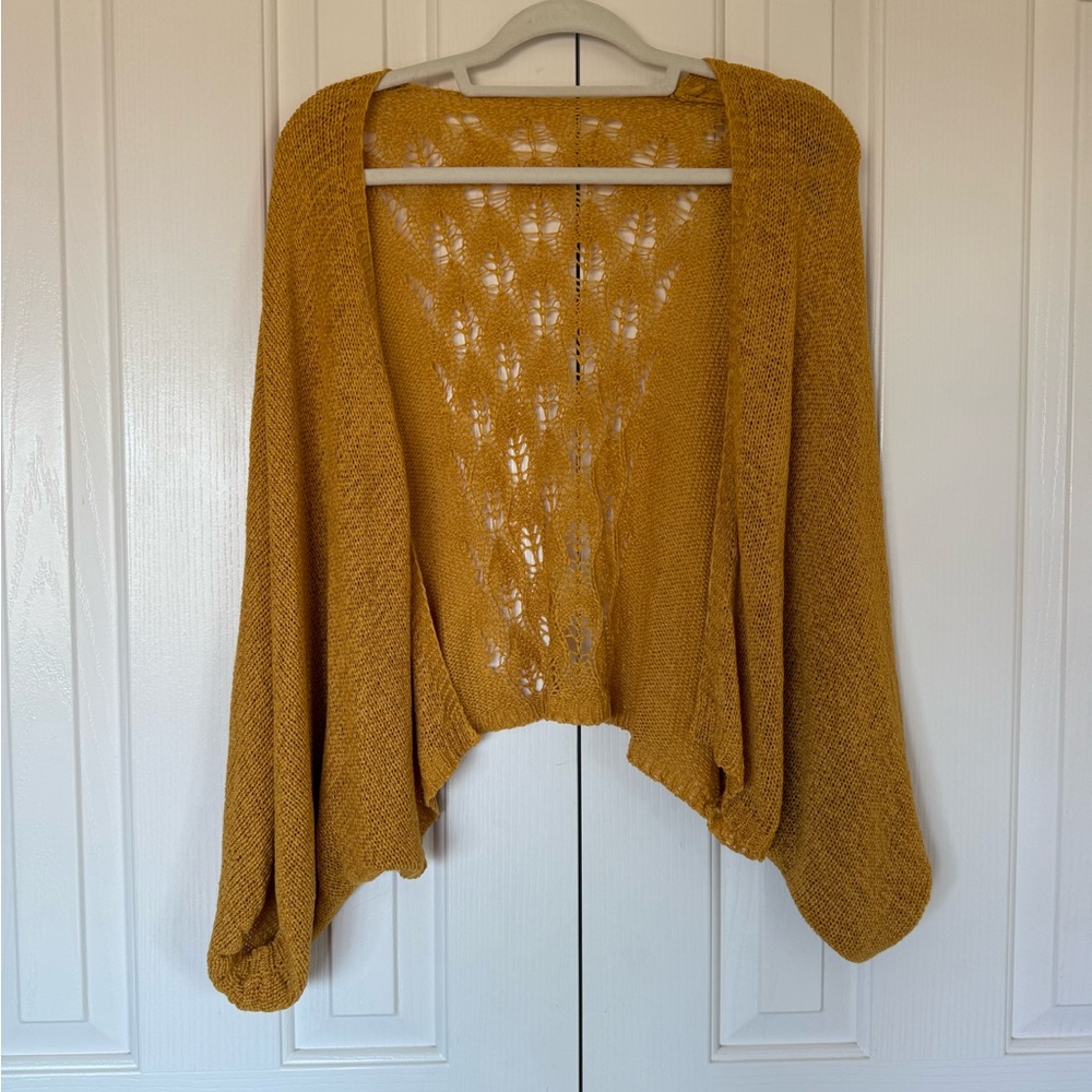 Anthropologie Golden Open-Knit Cardigan